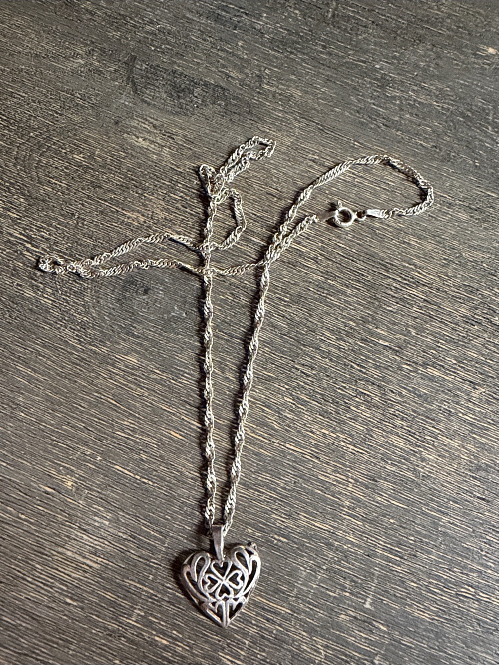Silver Heart Filigree Pendant Necklace - Women's Jewelry